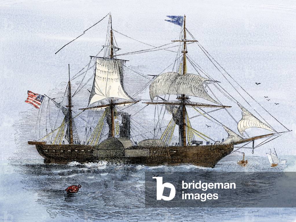 American Navy: USS Mississippi, flagship of Mathew Perry's expedition to Japan, 1852.