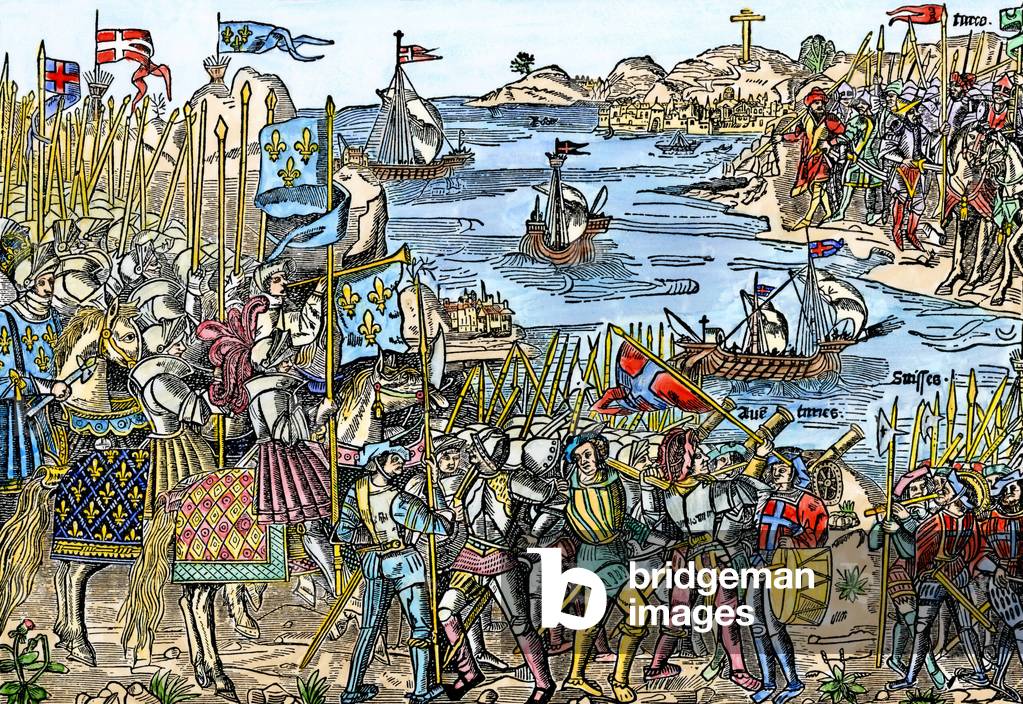 Bild von Gravur "Mittelalter: Die Kreuzungen nehmen Damietta in Nordägypten ab und erreichen Jerusalem im 13. 