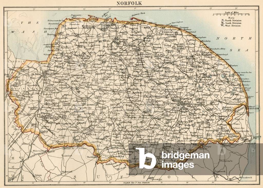 Immagine di Incisione "Mappa del conte di Norfolk (Inghilterra)"