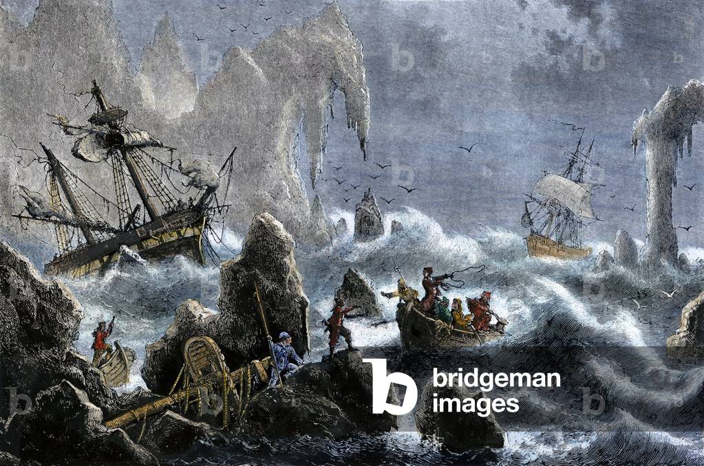 Second expedition of Kamchatka: the expedition of Vitus Bering (Behring), Danish explorer and navigator (1681-1741) destroyed in the Aleutian Islands in 1741 (Bering's expedition wrecked upon the Aleutian Isles, New France, 1741)