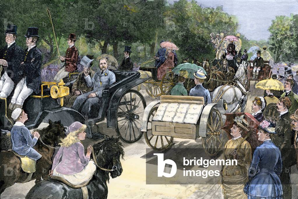 Il presidente Chester Alan Arthur (1829-1886) in vacanza a Newport, Rhode Island, 1884. Incisione a colori del