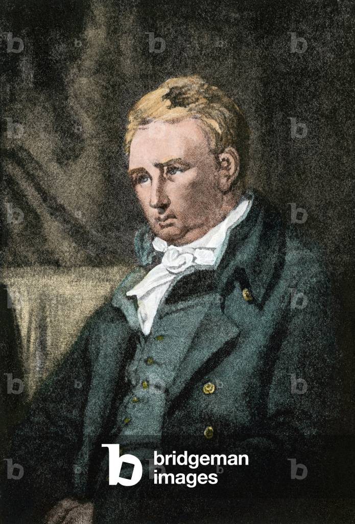 English author William Cobbett (1763-1835), a.k.a. Peter Porcupine (Pierre le Pork Epic). Hand-colored halftone reproduction of a portrait