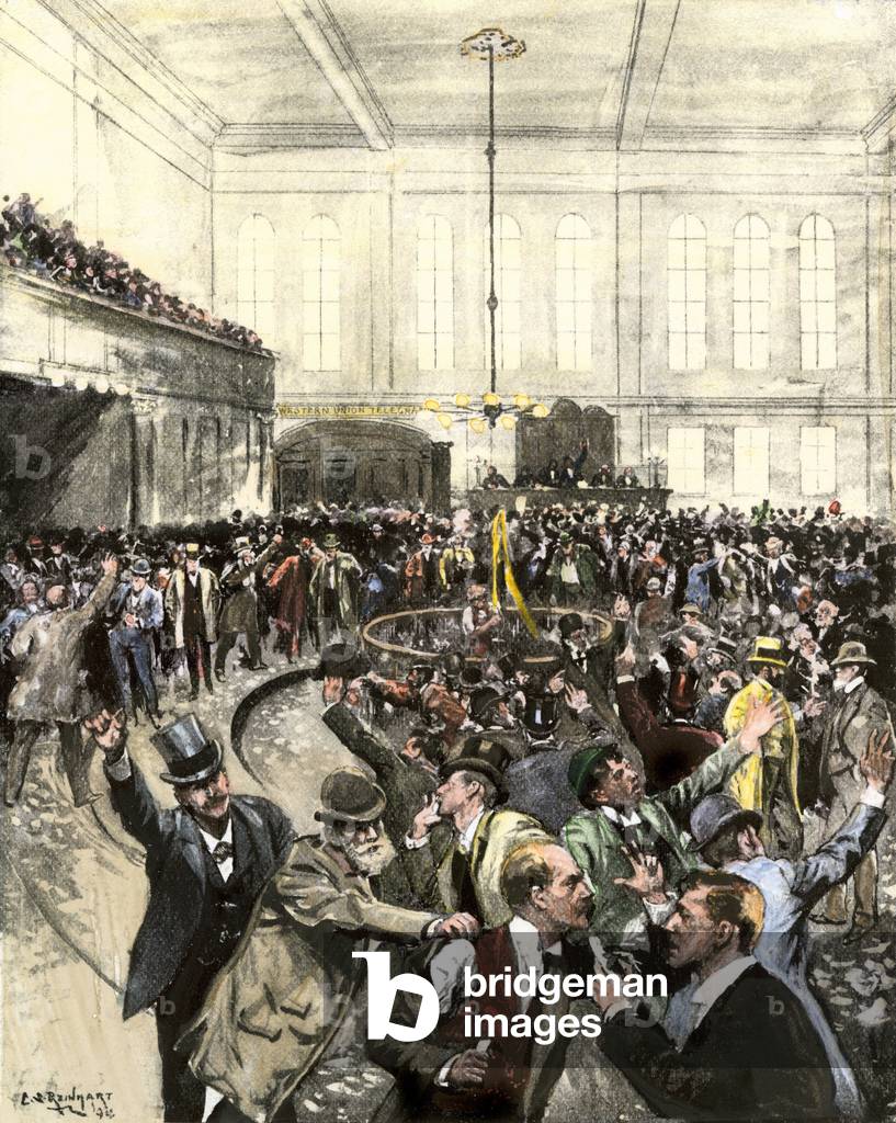 Black Friday at the New York Stock Exchange on September 24, 1869: Quarme caused by the financial crisis. Colouring engraving of the 19th century.