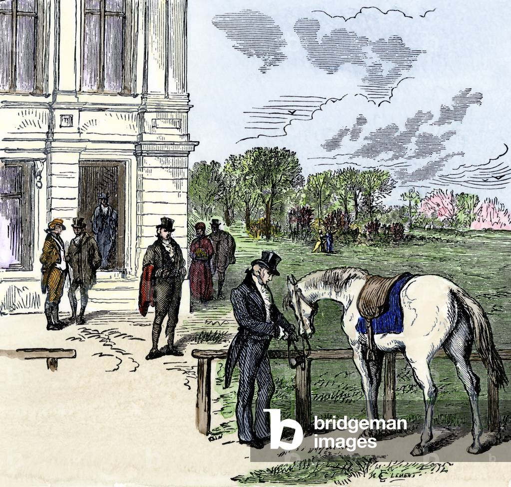 Thomas Jefferson leaving for his inauguration in Washington DC, 1801.