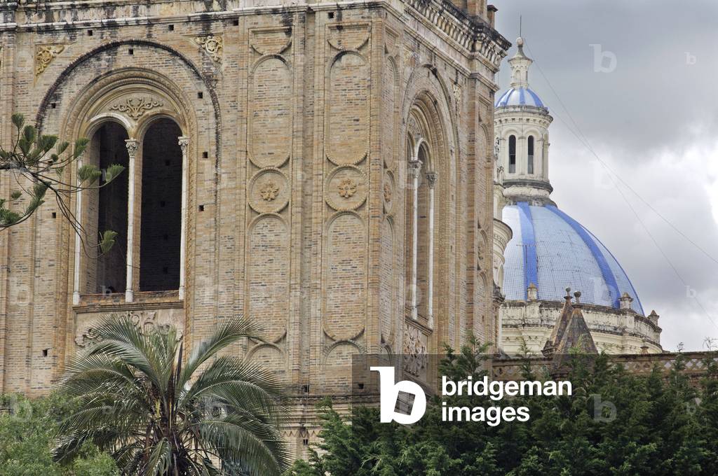 Architecture in Latin America: New cathedral in the Spanish colonial city of Cuenca, city of Ecuador