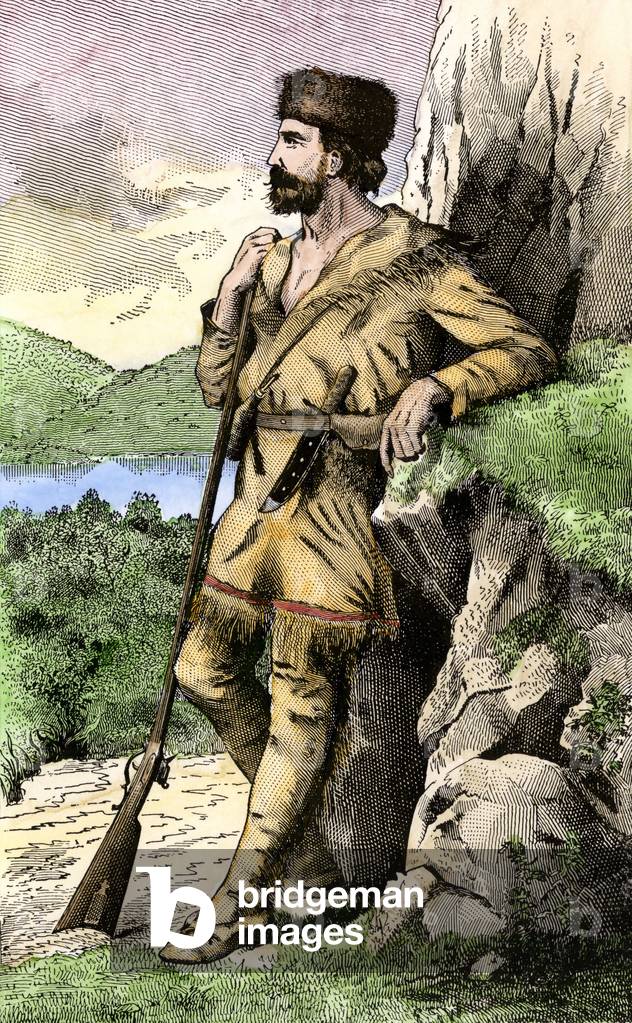 Portrait of Daniel Boone (1734-1820), British quaker explorer of the United States, 18th century. Engraving. D