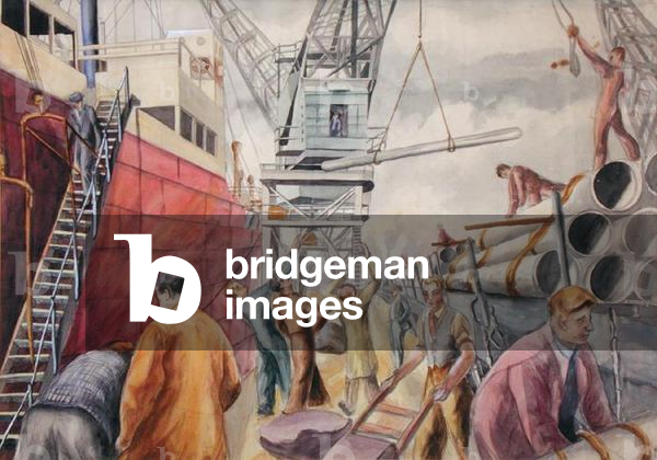 Mannesman Tube Works (Shipping Tubes at Newport Docks) (w/c on paper)