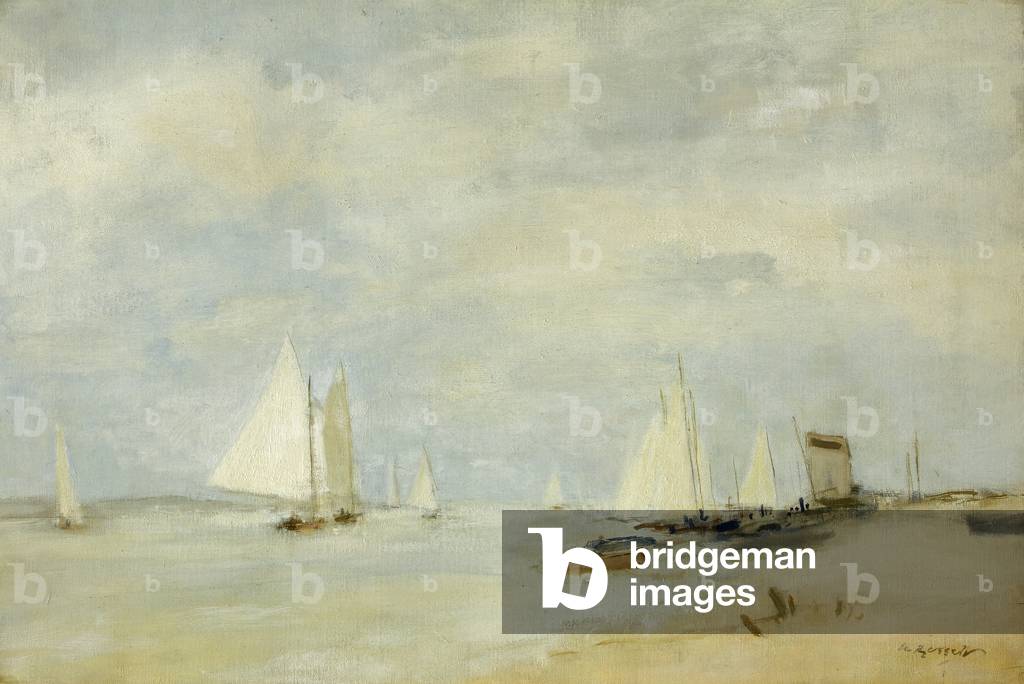 Yachts in the Cutting (oil on canvas)
