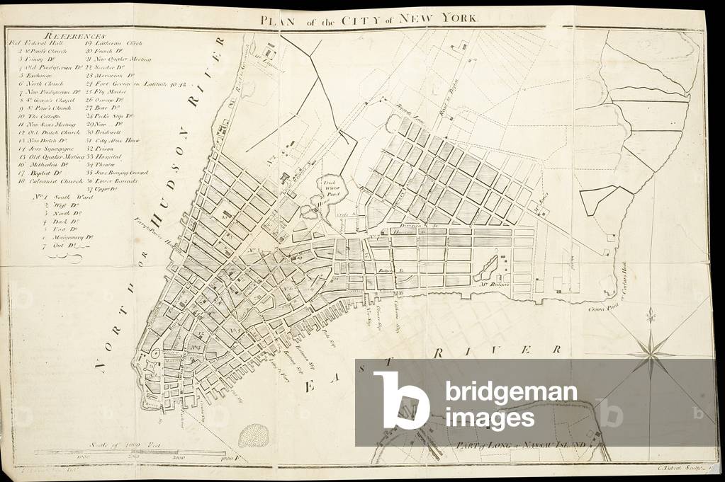 Plan of the City of New York, engraved by Tiebout, 1789 (engraving, ink on paper)