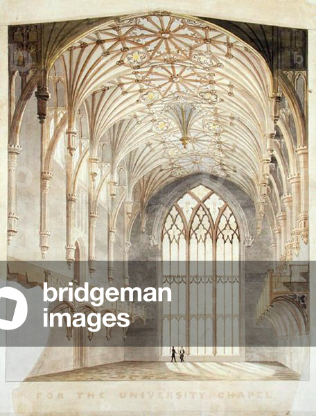 Interior of New York University Chapel, 1837 (w/c on paper)