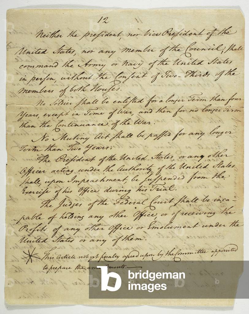 The Bill of Rights, copy signed at Federal Hall, 1789 (ink on paper)