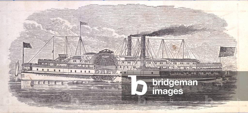 Steamship Drew, Ticket for the People's Evening Line, Albany to New York, verso (engraving [ticket])