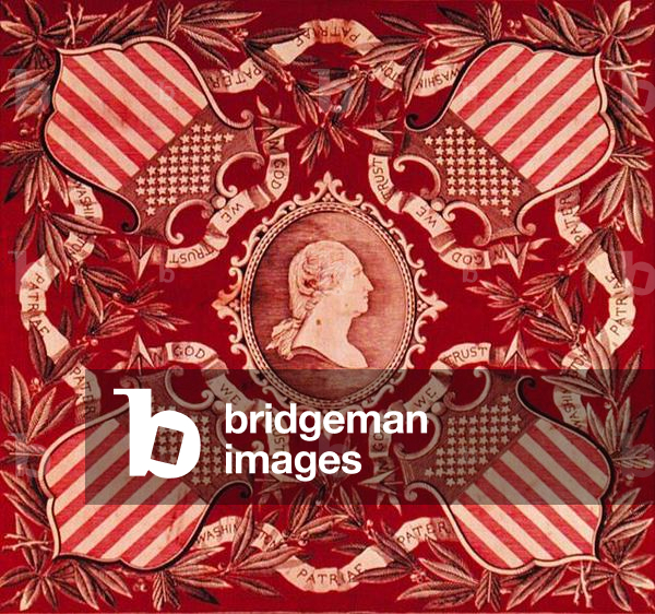 Kerchief with medallion profile portrait of George Washington, 1889 (cotton)