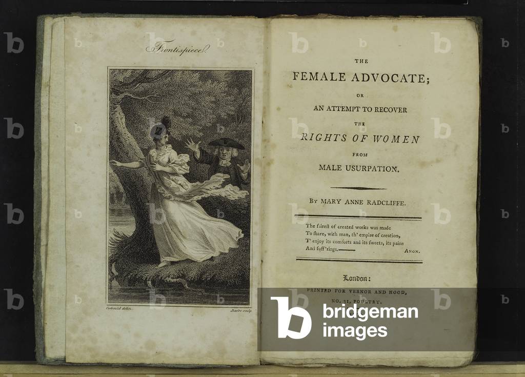 Frontispiece of 'The Female Advocate', by Anne Radcliffe (1745-1810) engraved by James Basire (1730-1802) published in London, 1799 (engraving)