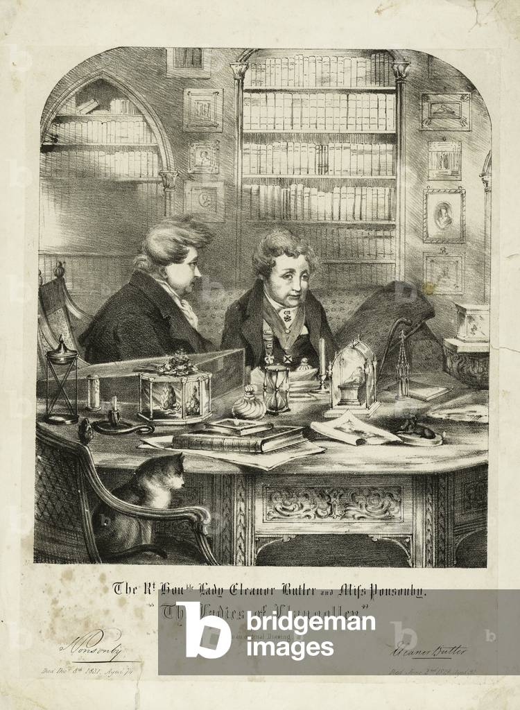 Der Rt. Hon. Dame Eleanor Butler und Fräulein Ponsonby, 'The Ladies of Llangoll', nach 1831 (litho)