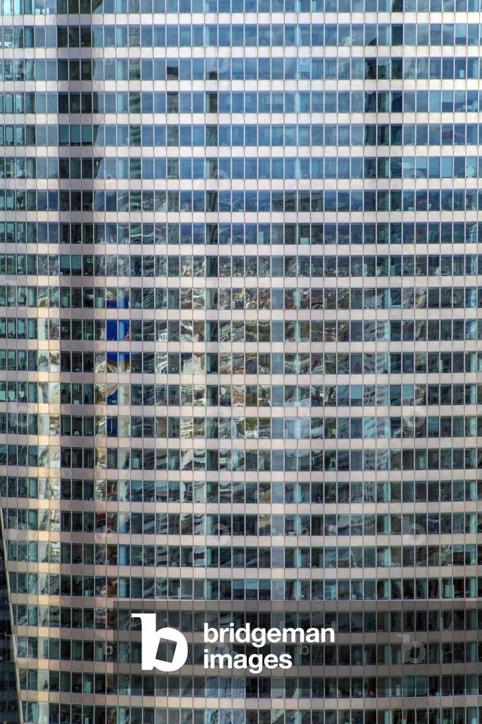 Front of contemporary business building with numerous windows, 2018 (photo).