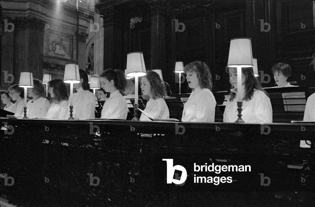 Girls' choir performing in St Paul's Cathedral, London.
