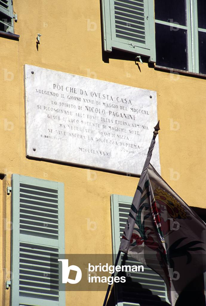 Plate on the house in Nice, France, where Niccolo Paganini died.