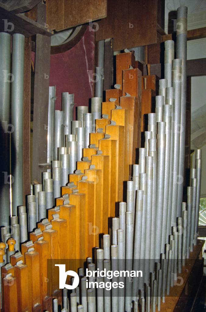 View of the pipe chamber of the organ of St Giles Church
