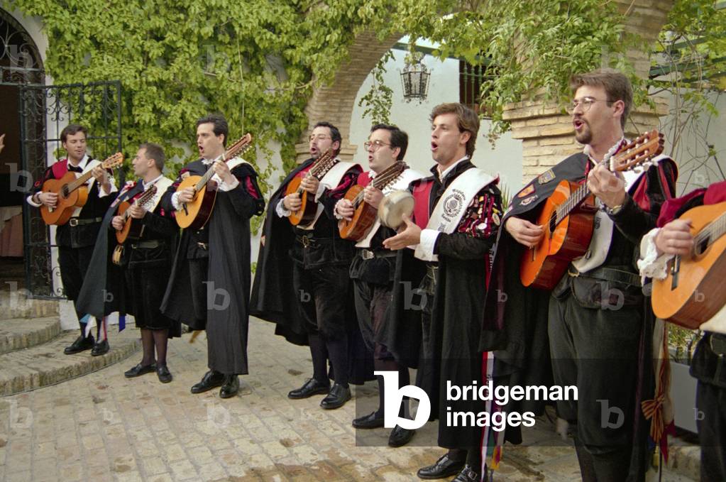 Spanish rondalla ensemble playing guitars