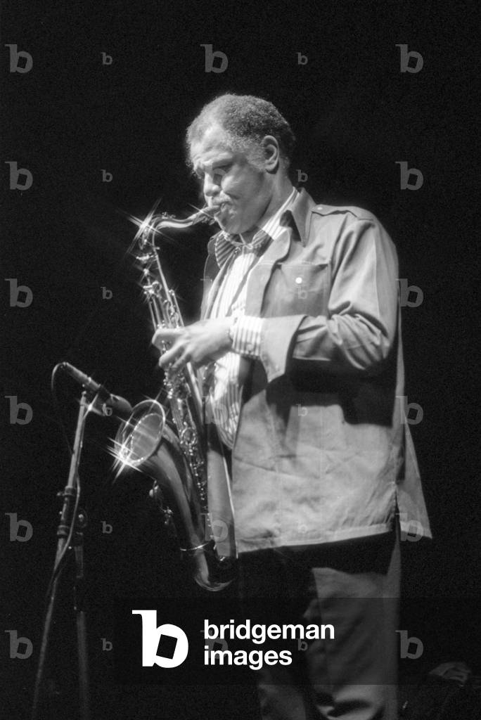 Dexter Gordon, Capital Radio Jazz Festival, Knebworth, 1981 (b/w photo)