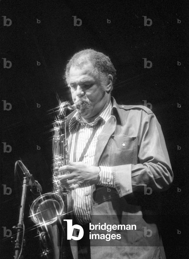 Dexter Gordon, Capital Radio Jazz Festival, Knebworth, 1981 (b/w photo)