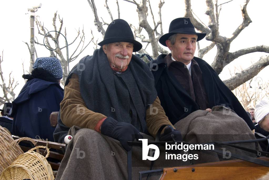 Two men dressed as Victorian farmers