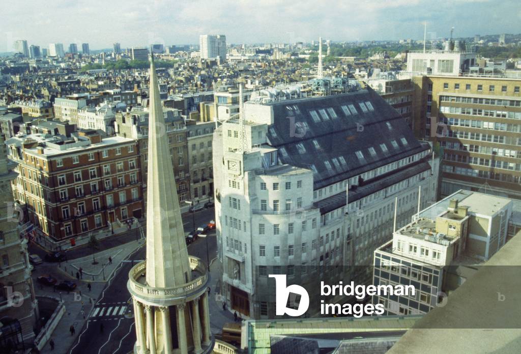 Aerial view of the BBC's Broadcasting House