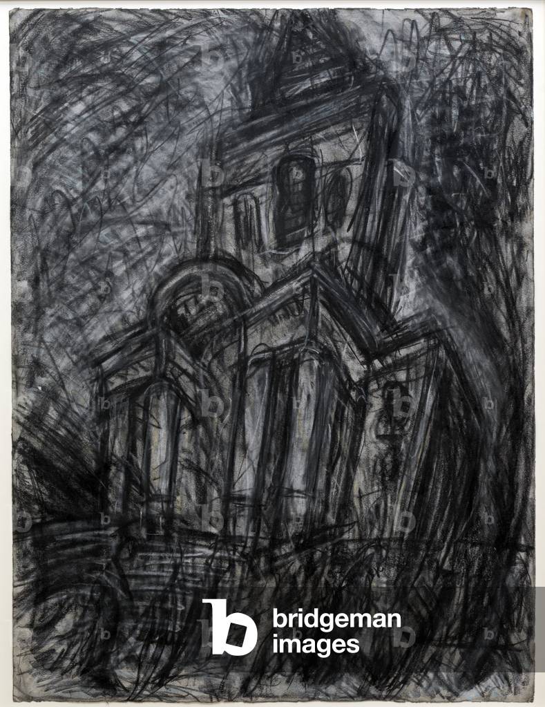 Christ Church, Spitalfields, 1985 (charcoal & pastel on paper)