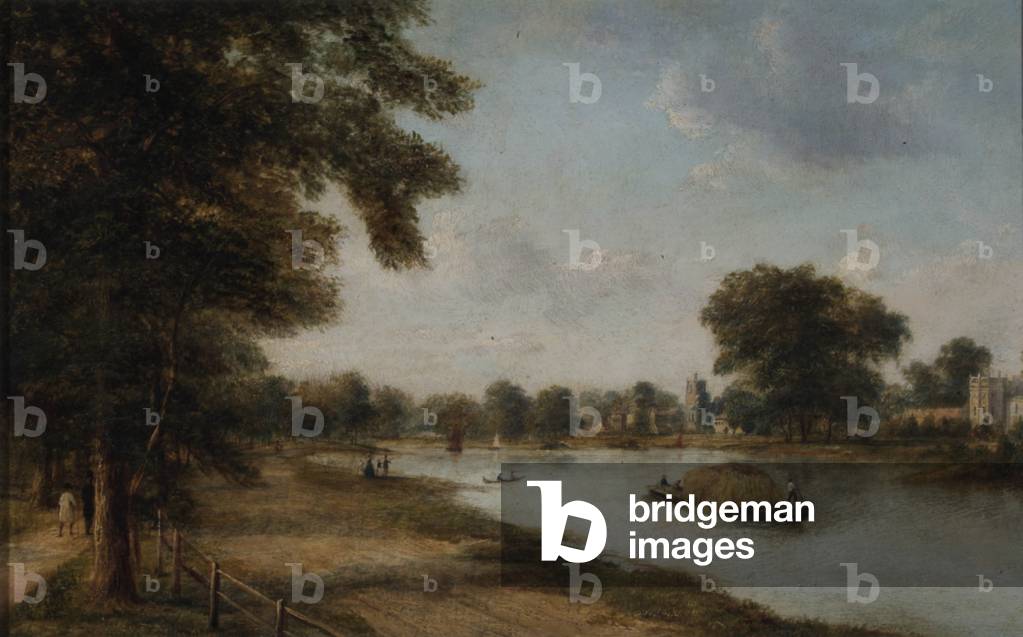 Twickenham, Middlesex with the Church Ferry, Orleans House and Eel Pie Island, 1868 (oil on canvas)