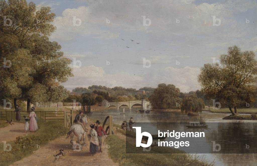 Richmond Bridge from the Towing Path, Surrey (oil on board)