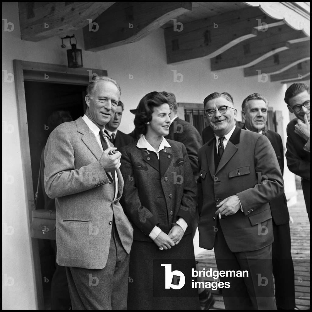 Portrait of the princess Lilian Baels with Leopold Figl , 27/11/1959 (b/w photo)