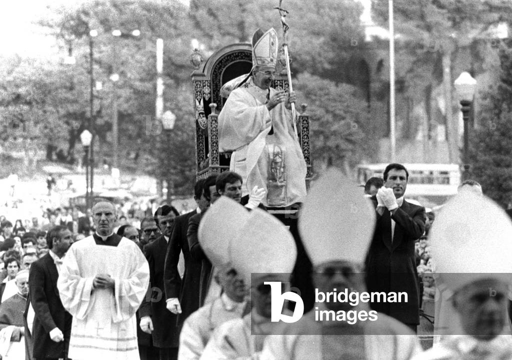 Pope John Paul I during a procession, San Giovanni, 1978 (b/w photo)