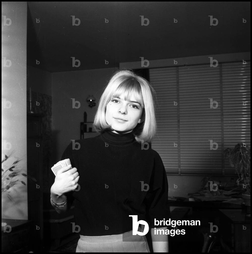 France Gall at home, Paris, 1966 (b/w photo)