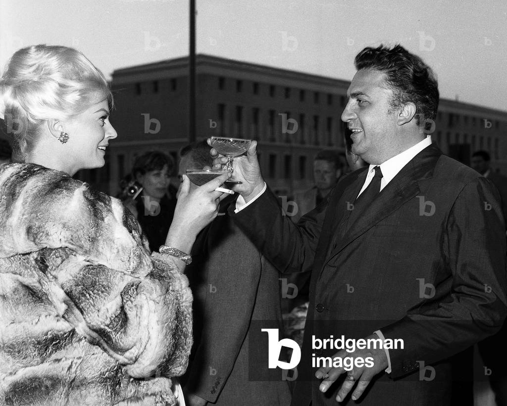 Anita Ekberg and Federico Fellini, Rome, 1961 (b/w photo)