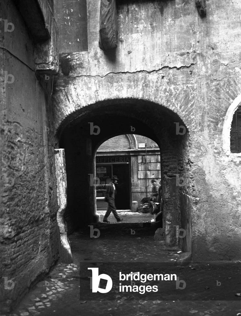 Glimpse of the city center of Rome, Italy, 1939 (b/w photo)
