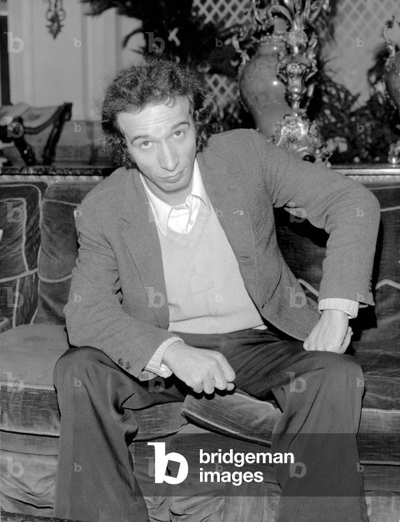 Roberto Benigni at the Porta Romana Theatre, Milan, 1979 (b/w photo)