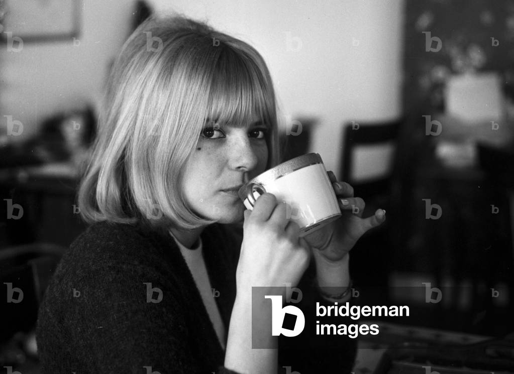 France Gall at home, Paris, 1966 (b/w photo)