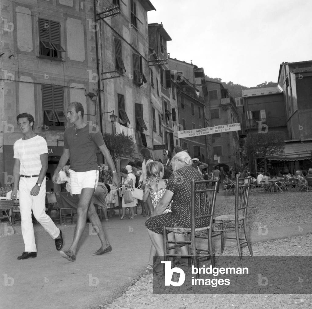 Prince Juan Carlos of Spain on holiday, Portofino, Italy, 1964 (b/w photo)
