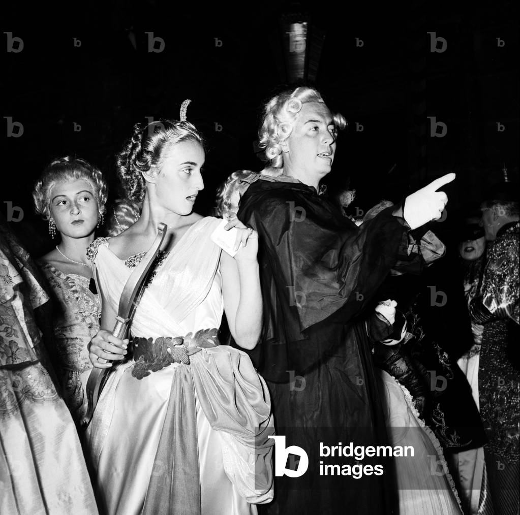 The Bal oriental at the Palazzo Labia, Venice, 1951 (b/w photo)