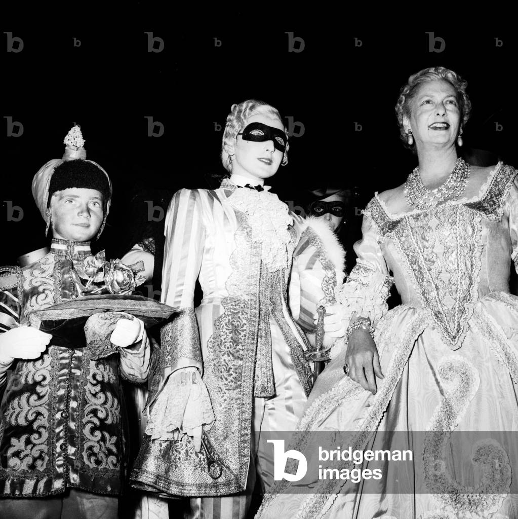 The Bal oriental at the Palazzo Labia, Venice, 1951 (b/w photo)