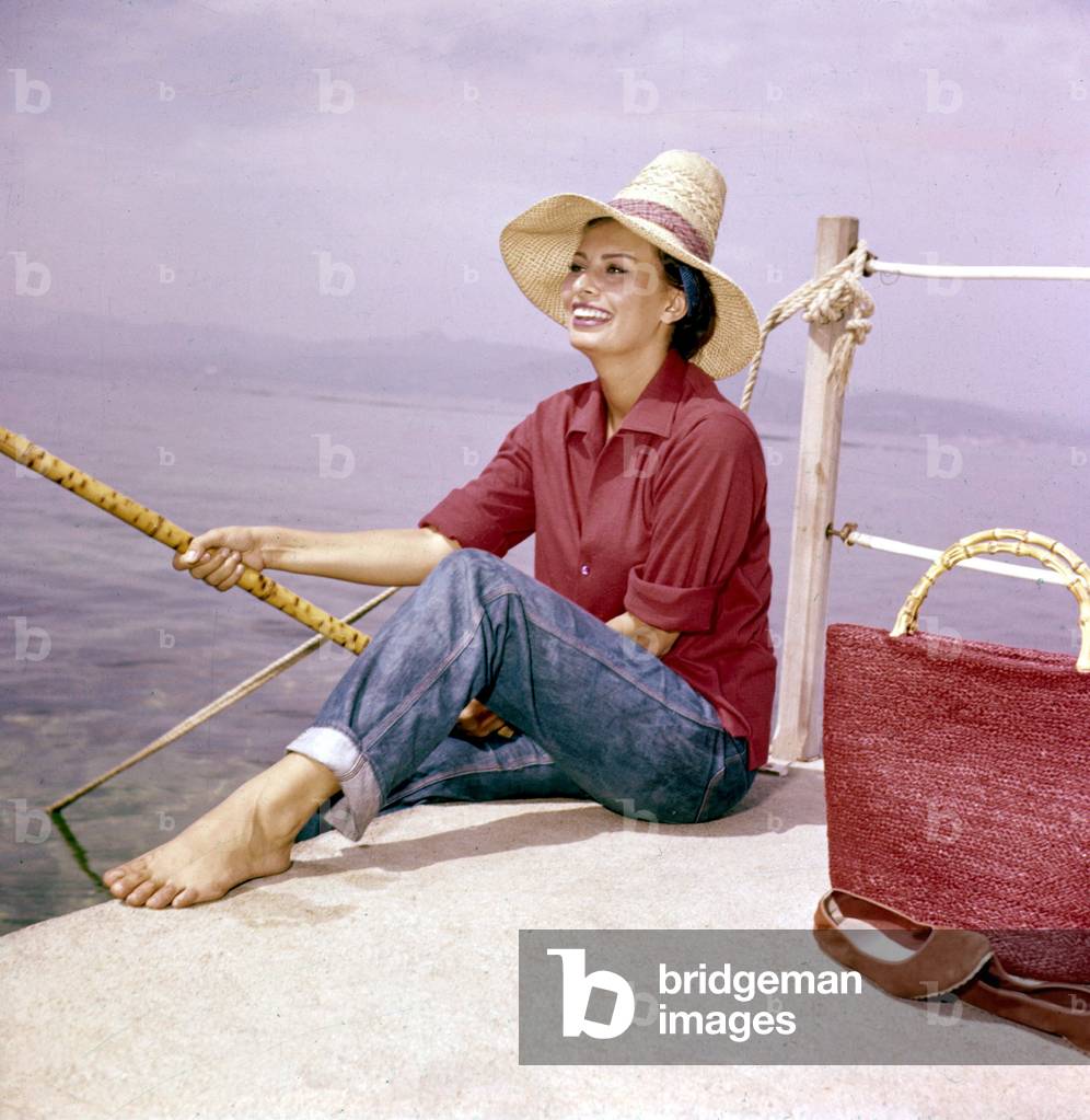 Sophia Loren à Saint Tropez (France). Août 1958.