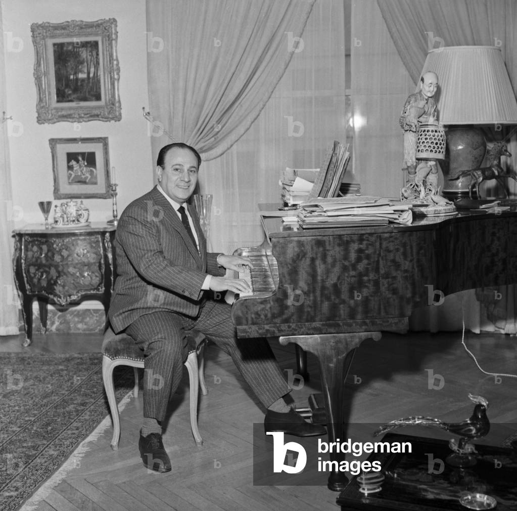 Tino Rossi at home, Paris, 1963 (b/w photo)