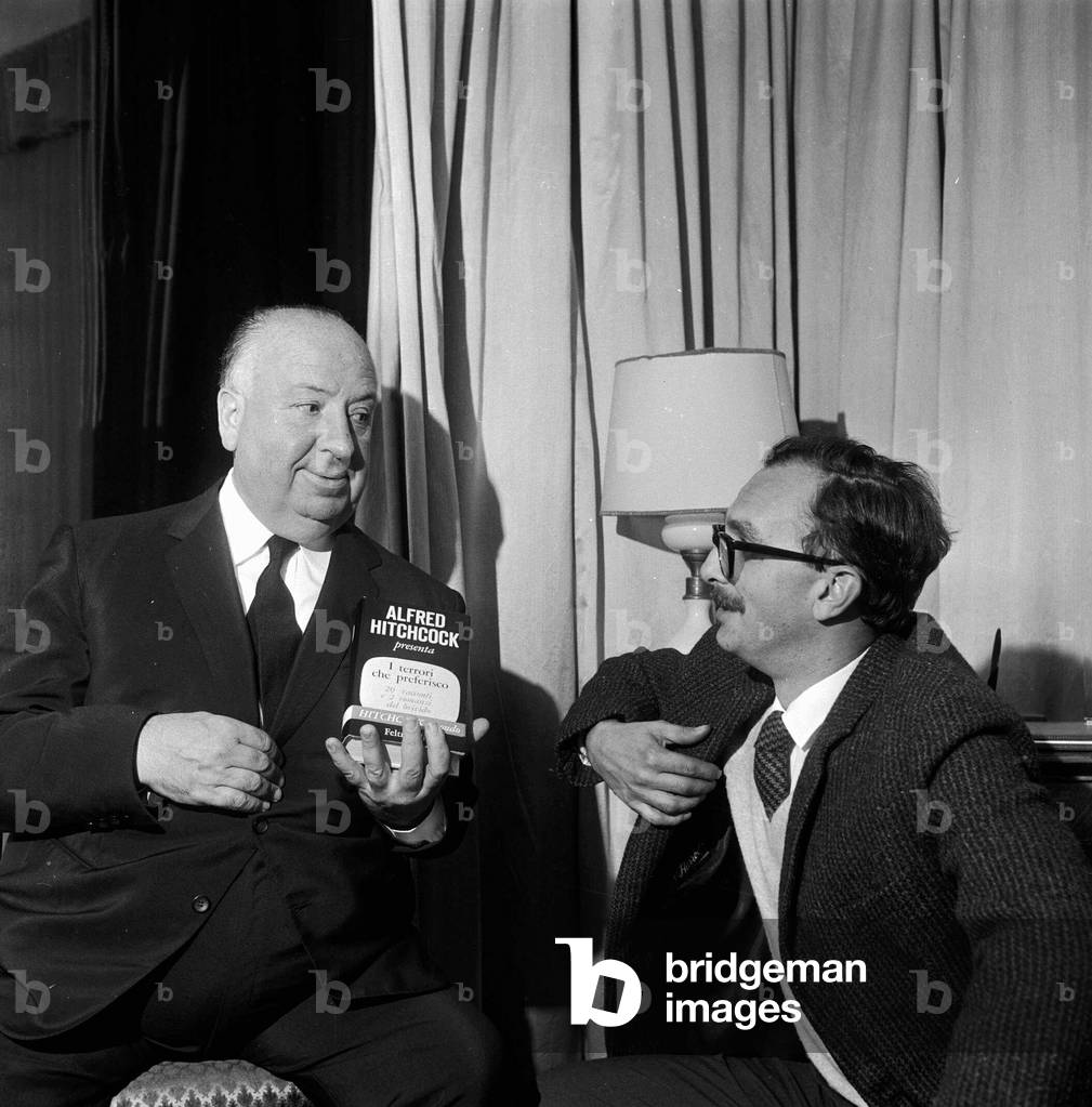 Alfred Hitchcock and Giangiacomo Feltrinelli, Milan, Italy, 12 October 1960 (b/w photo)