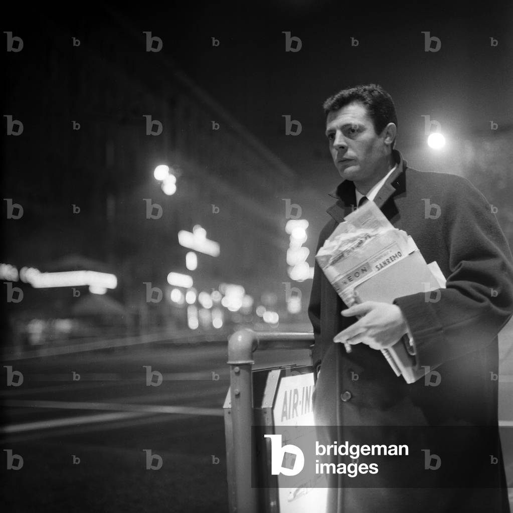 Marcello Mastroianni, Rome, Italy, 1958 (b/w photo)