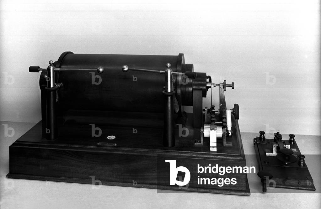 Guglielmo Marconi Marconi's transmitter, Science Museum, Milan, Italy (b/w photo)