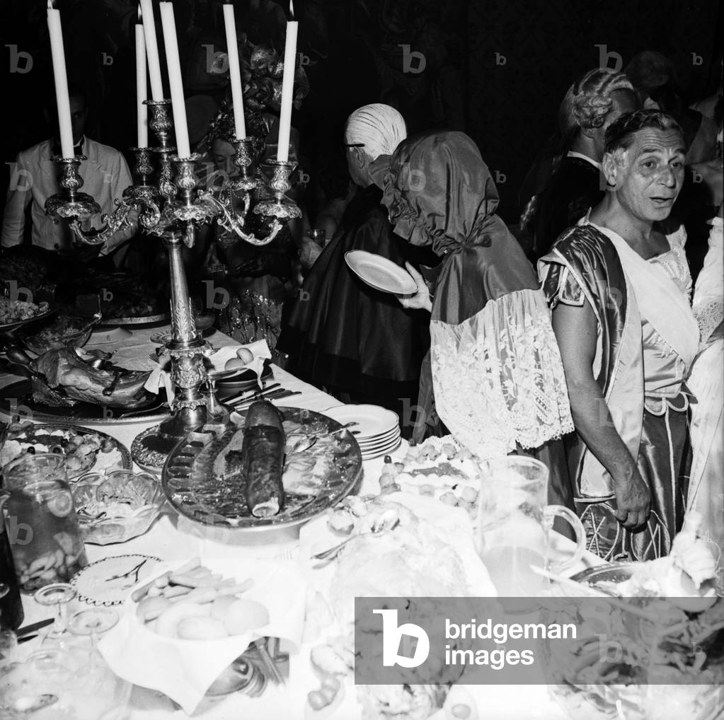 The Bal oriental at the Palazzo Labia, Venice, 1951 (b/w photo)