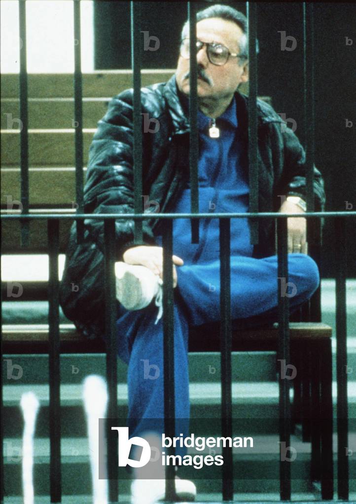 Luciano Liggio (Luciano Leggio), membre de la mafia sous Corleone, pendant son procès. Photo de Vergari - AGF