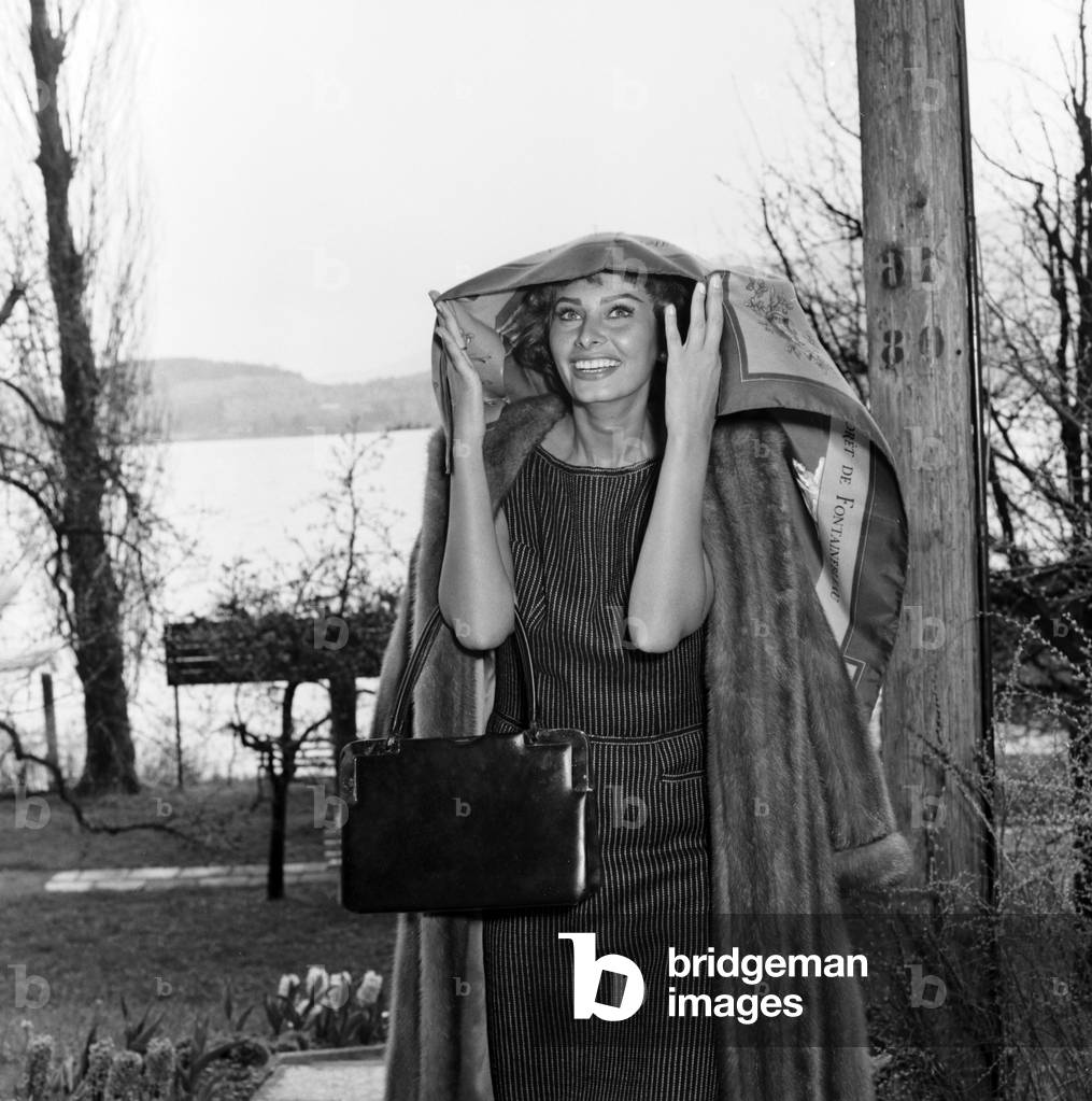 Sophia Loren, Burgenstock, Switzerland, 1958 (b/w photo)