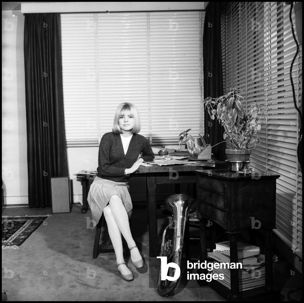 France Gall at home, Paris, 1966 (b/w photo)
